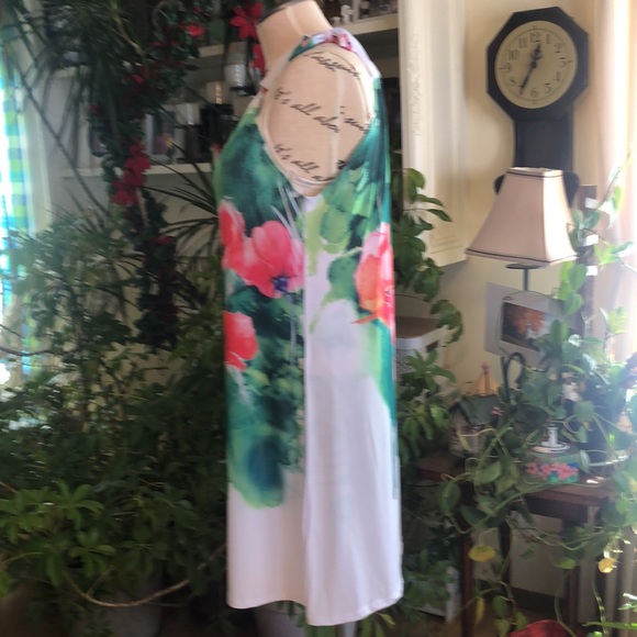 Vibrant Summer Dress, fits like 16/18, Labeled 3X Poliana Plus, Stretchy Knit - Picture 5 of 10